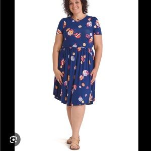 Navy blue cute ladybug mod cloth, empire waste dress